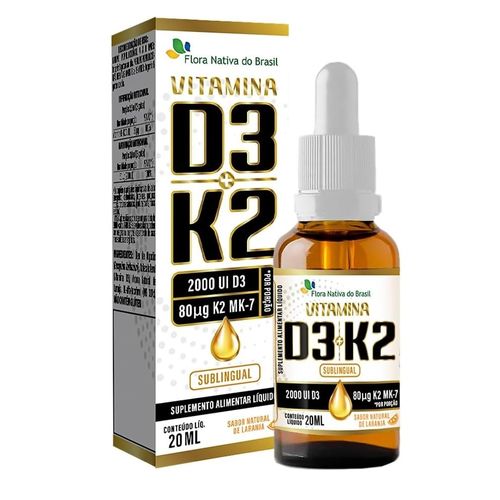 VITAMINA D3 + K2 SUBLINGUAL GOTAS 20ML SABOR LARANJA FLORA NATIVA