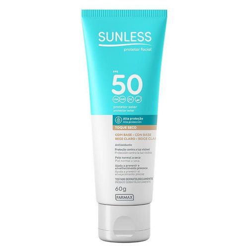 PROTETOR SOLAR SUNLESS FACIAL FPS50 BEGE MEDIO 60G