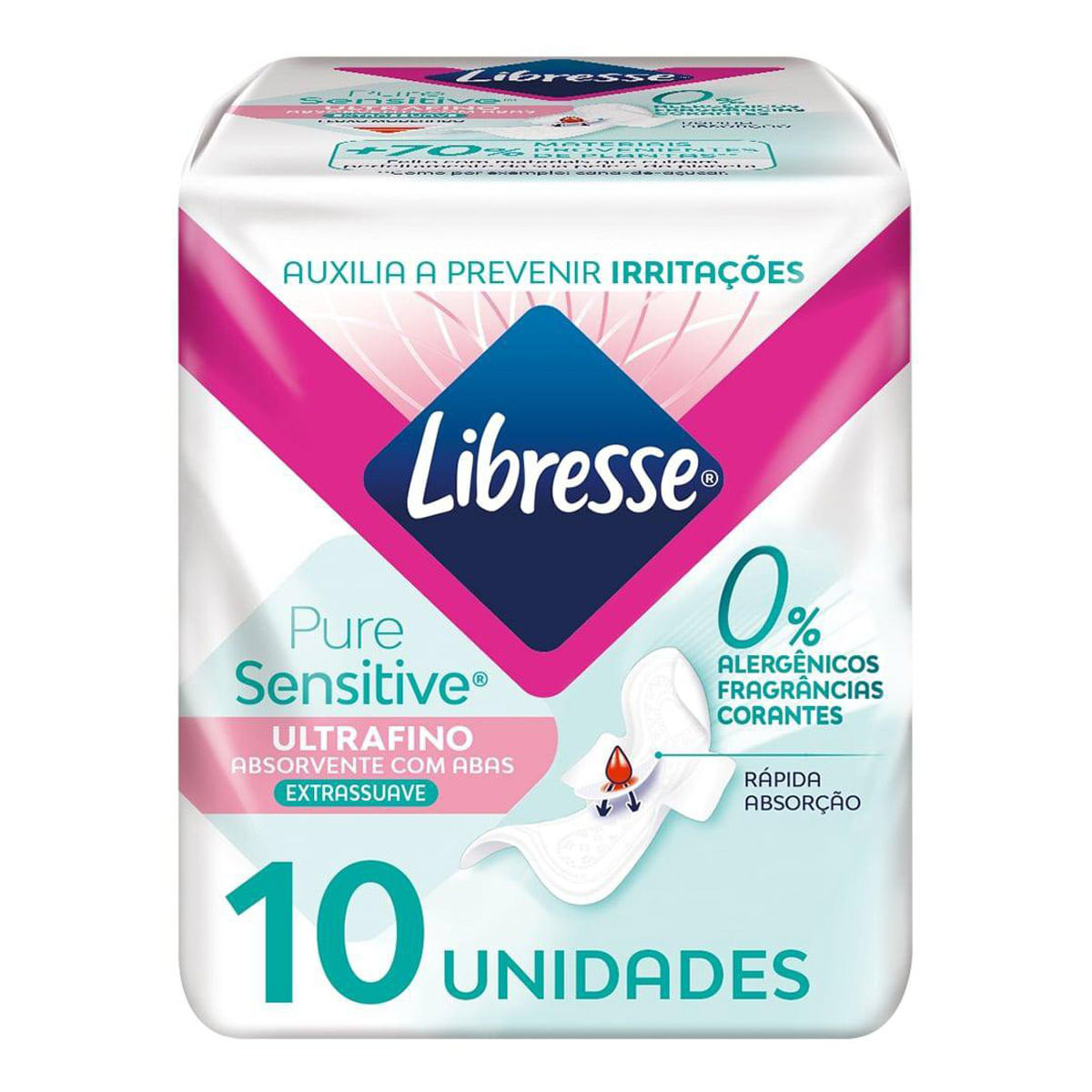 Absorvente Libresse Pure Sensitive Ultrafino Dia 10 Unidades