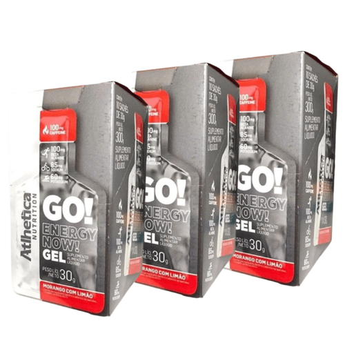 3 CAIXAS GO ENERGY NOW SABORES ATLHETICA NUTRITION - Morango com Limão