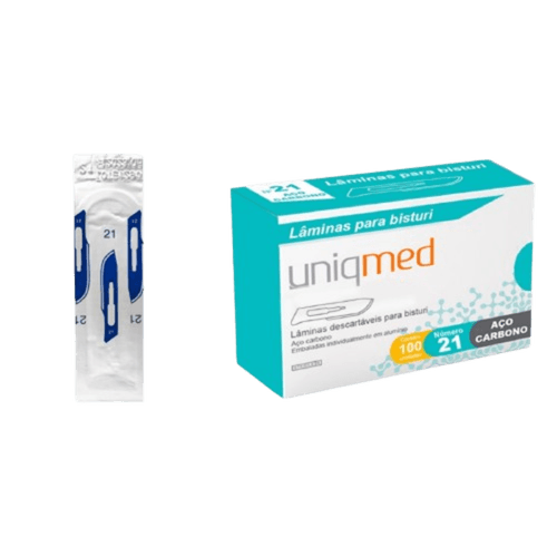 LAMINAS PARA  BISTURI AÇO CARBONO UNIQMED  KIT DERMAPLANING ACO CARB LAMINAS P BISTURI UNIQMED  KIT DERMAPLANING - 21