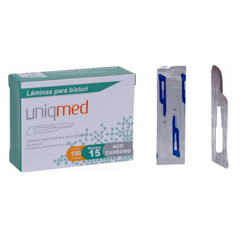 LAMINAS PARA  BISTURI AÇO CARBONO UNIQMED  KIT DERMAPLANING ACO CARB LAMINAS P BISTURI UNIQMED  KIT DERMAPLANING - 15