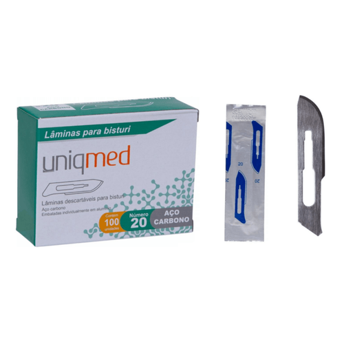 LAMINAS PARA  BISTURI AÇO CARBONO UNIQMED  KIT DERMAPLANING ACO CARB LAMINAS P BISTURI UNIQMED  KIT DERMAPLANING - 20