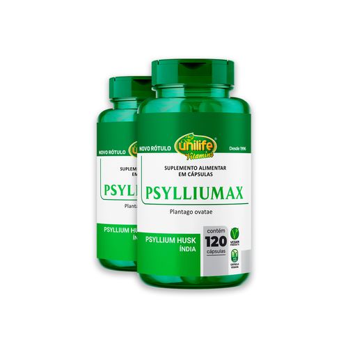 Kit 2 Psyllium Husk Unilife Psylliumax 120 cápsulas