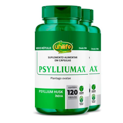 Kit 2 Psyllium Unilife Psylliumax 120 cáspulas
