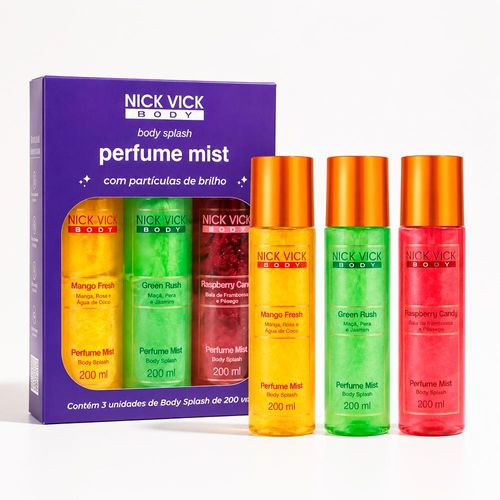 Kit Body Splash NICK VICK Perfume Mist (Mango Fresh, Green Rush e Raspberry Candy) Kit Body Splash NICK VICK (Mango, Green e Raspberry Candy) Kit Body Splash NICK VICK Perfume Mist (Mango Fresh, Green Rush e Raspberry Candy) Kit Body Splash NICK VICK (Mango, Green e Raspberry Candy)