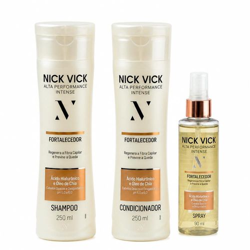 KIT FORTALECEDOR NICK VICK ALTA PERFORMANCE INTENSE (3 PRODUTOS) Kit Fortalecedor Nick Vick Alta Perform  (Sham, Cond, Spray)