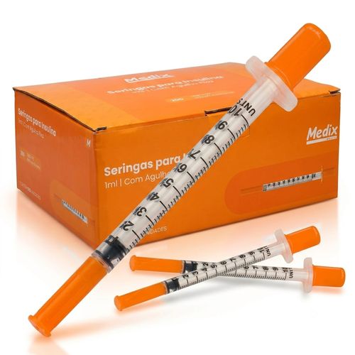 100 SERINGA INSULINA COM AGULHA FIXA 0,25 X 6 1ML (31G) UN MEDIX