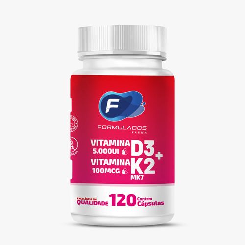 Vitamina D3 5.000ui + Vitamina K2(mk7) 100mcg com 120 Cápsulas