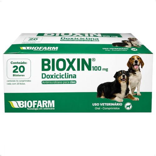 BIOXIN ANTIMICROBIANO 100MG DISPLAY COM 280 COMPRIMIDOS PARA CÃES