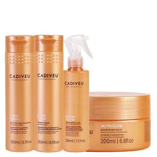 Kit Cadiveu Nutri Glow - Shampoo 250ml + Condicionador 250ml + Máscara de Nutrição 200ml + Leave-In 215ml Kit