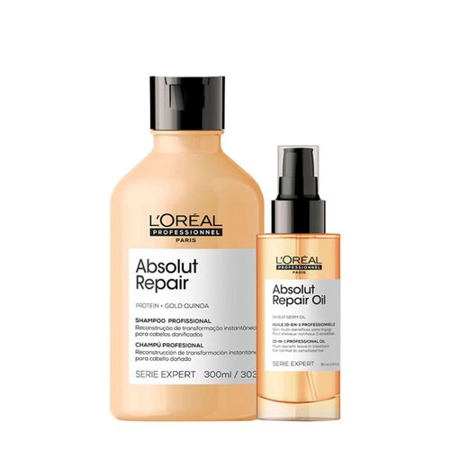 Kit L'Oréal Professionnel Serie Expert Absolut Repair Gold Quinoa - Shampoo 300ml + Óleo 90ml Kit Kit L'Oréal Professionnel Serie Expert Absolut Repair Gold Quinoa - Shampoo 300ml + Óleo 90ml Kit