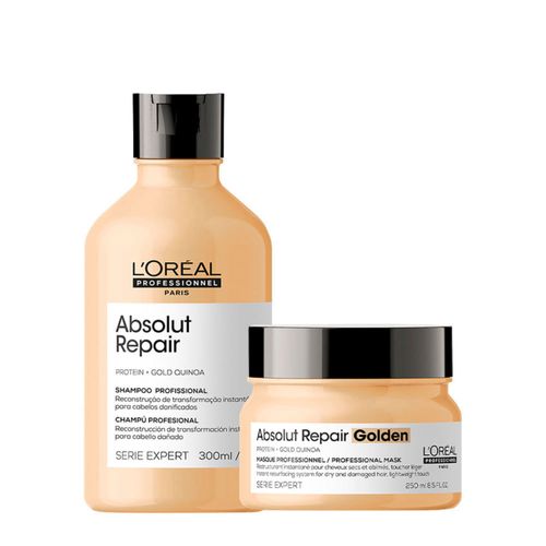 Kit L'Oréal Professionnel Serie Expert Absolut Repair Gold Quinoa - Shampoo 300ml + Máscara Golden 250g Kit