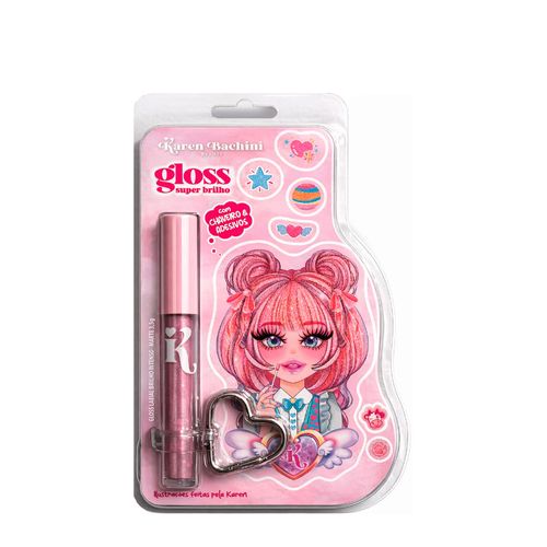 Gloss Marte Karen Bachini Beauty Brilho Intenso 3,5g Rosa Gliterizado