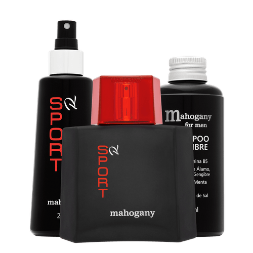 Kit Mahogany Desodorante Spray + Fragrância Sport R + Shampoo For Men 150ml Kit Mahogany Desodorante Spray + Fragrância Sport R + Shampoo For Men 150ml
