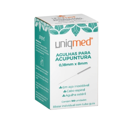 0,18X8MM AGULHAS PARA  ACUPUNTURA UNIQMED CX 100 UN