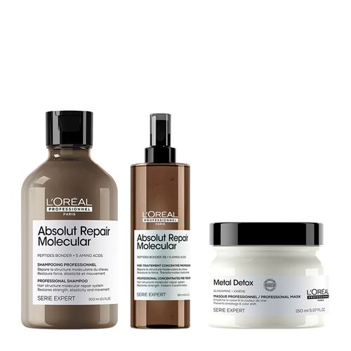 Kit Loréal Professionnel Serie Expert Absolut Repair Molecular Shampoo 300ml+pré-Shampoo 190ml+detox Máscara 150g Kit