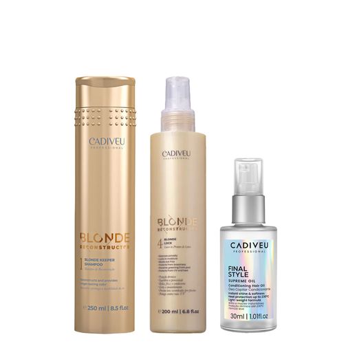 Kit Cadiveu Blonde Reconstructor Keeper Shampoo 250ml + Óleo Capilar Final Style 30ml + Leave-In 200ml Kit