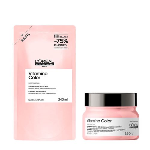 Kit L'Oréal Professionel Serie Expert Vitamino Color Shampoo 240ml Refil + Máscara 250g Kit