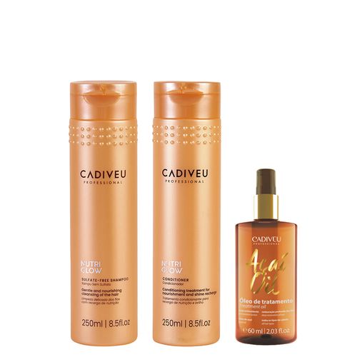 Kit Cadiveu Nutri Glow Shampoo 250ml + Condicionador 250ml + Oil Açaí Óleo 60ml Kit Kit Cadiveu Nutri Glow Shampoo 250ml + Condicionador 250ml + Oil Açaí Óleo 60ml Kit