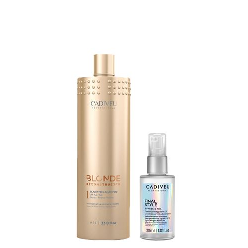 Kit Cadiveu Blonde Reconstructor Keeper Shampoo 1000ml + Óleo Capilar Final Style 110ml Kit