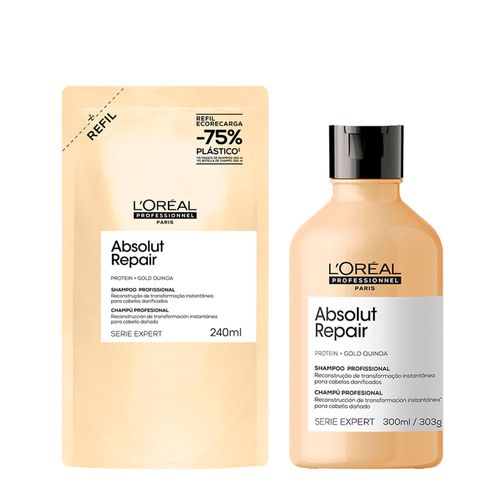Kit L'Oréal Professionel Serie Expert Absolut Repair Gold Quinoa Shampoo 240ml Refil + Shampoo 300ml Kit