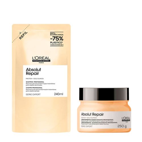 Kit L'Oréal Professionel Serie Expert Absolut Repair Gold Quinoa Shampoo 240ml Refil + Máscara 250g Kit