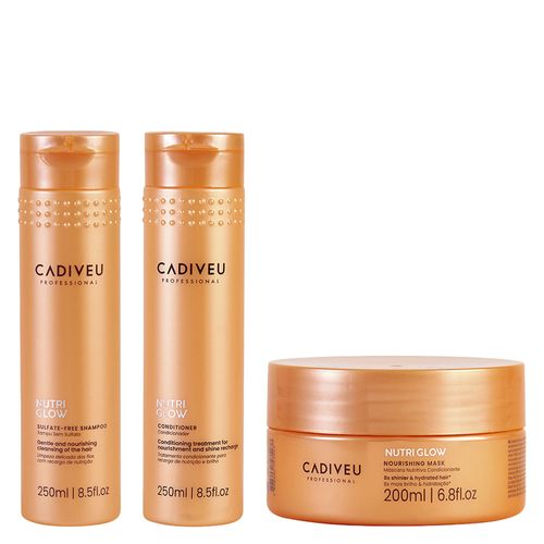 Kit Cadiveu Nutri Glow Shampoo 250ml + Condicionador 250ml + Máscara 200ml Kit