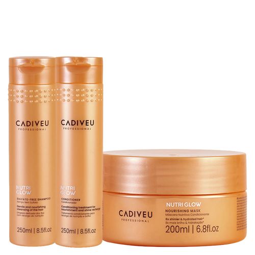 Kit Cadiveu Nutri Glow - Shampoo 250ml + Condicionador 250ml + Máscara de Nutrição 200ml Kit
