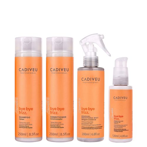 Kit Cadiveu Essentials Bye Bye Frizz - Shampoo 250ml + Condicionador 250ml + Leave- In Selagem Gradativa 200ml + Leave- In Frizz 120ml Kit