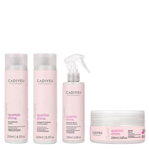 Kit Cadiveu Essentials Quartzo Shine - Shampoo 250ml + Condicionador 250 Ml- + Máscara de Brilho 200ml + Fluído 200ml Kit
