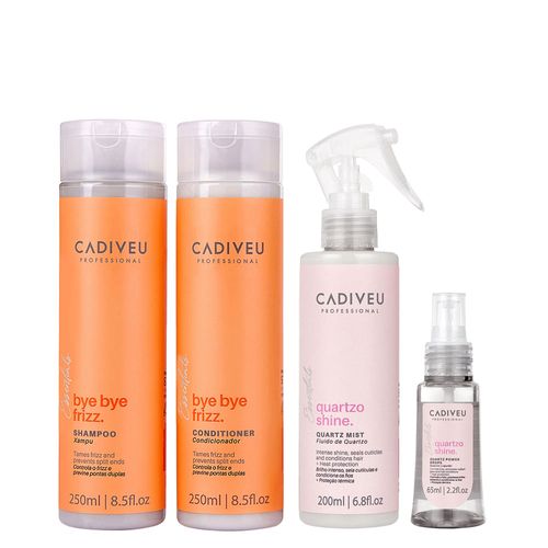 Kit Cadiveu Essentials Quartzo Shine e Bye Bye Frizz com Proteína - 4 Produtos Kit