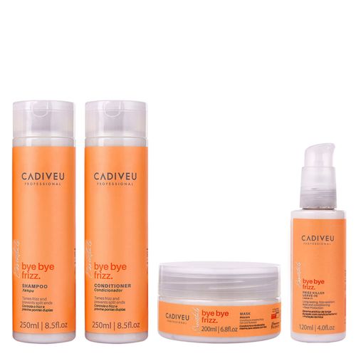 Kit Cadiveu Essentials Bye Bye Frizz- Shampoo 250ml + Condicionador 250ml + Máscara 200ml + Leave-In Frizz Kiler 120ml Kit
