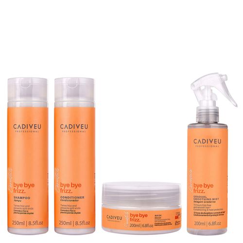 Kit Cadiveu Essentials Bye Bye Frizz- Shampoo 250ml + Condicionador 250ml + Máscara 200ml + Leave-In Selagem 200ml Kit