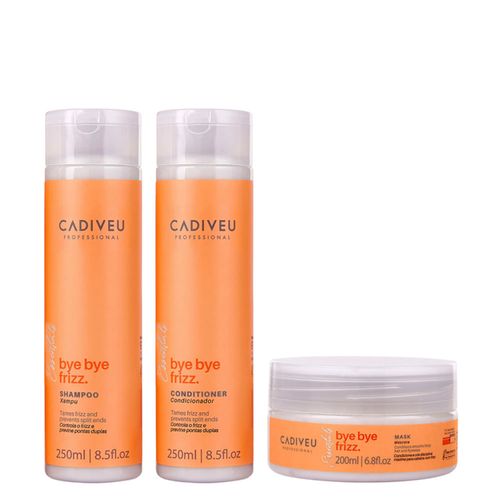 Kit Cadiveu Essentials Bye Bye Frizz- Shampoo 250ml + Condicionador 250ml + Máscara 200ml Kit