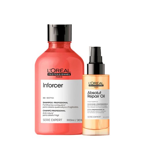 Kit L'Oréal Professionnel Serie Expert Inforcer- Shampoo 300ml + Óleo 90ml Kit