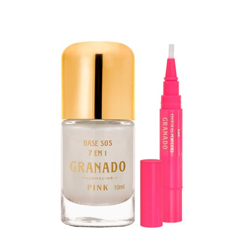 Kit Granado Pink Sos 7 em 1 Base para Unhas 10ml + Caneta Hidratante para Cutículas  3,5g Kit