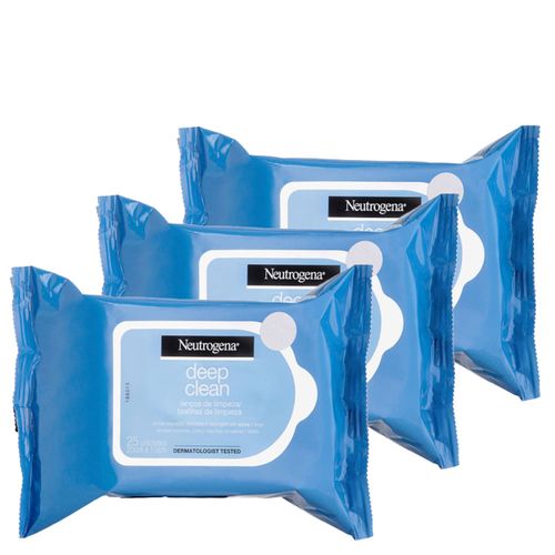 Kit  Lenço Demaquilante Neutrogena Deep Clean Intensive - 3 Unidades Kit