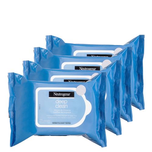 Kit  Lenço Demaquilante Neutrogena Deep Clean Intensive - 4 Unidades Kit