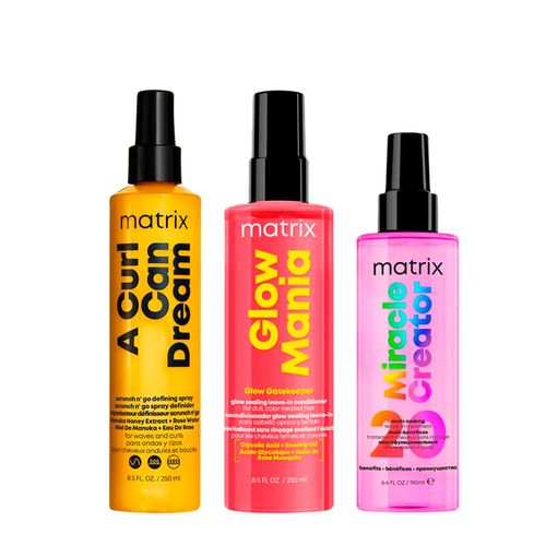 Kit Matrix Miracle Creator Leave-In 195ml + Leave-In Glow Mania 250ml + Modelador Curl Can Dream 250ml Kit