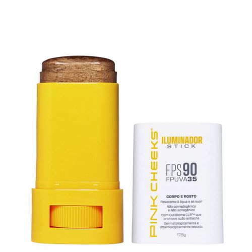 Iluminador Multifuncional Facial e Corporal com Proteção Solar Pink Cheeks Glow Fps 90 Fpuva 35 Bronze 17,5g Bronze 17,5g