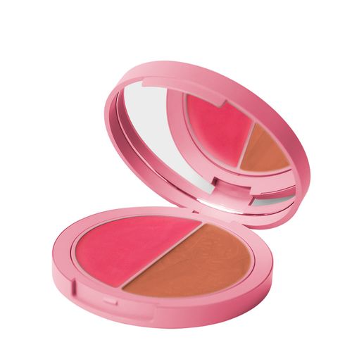Blush e Iluminador Multifuncional Duo Care Natural Beauty Maquiagem Pink & Peach 10g - Outubro Rosa Pink & Peach