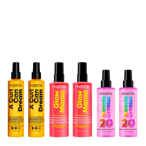 Kit Matrix Miracle Creator Leave-In 190ml 2 Produtos + Leave-In Glow Mania 250ml 2 Produtos + Modelador de Cachos Curl Can Dream 250ml 2 Produtos Kit