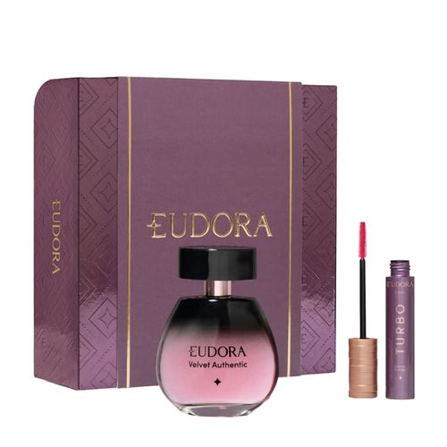 Kit Perfume Eudora Velvet Authentic Feminino - Desodorante 100ml + Máscara de Cílios 10g Coffret