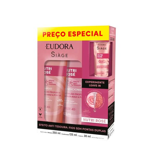 Kit Siàge Eudora Nutri Rosé Shampoo 250ml + Condicionador 125ml + Leave-In 30ml Kit