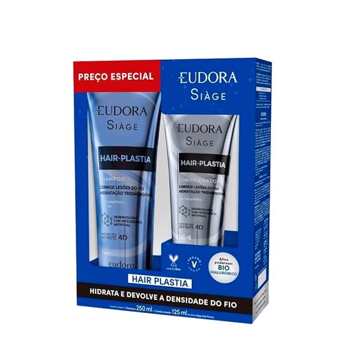 Kit Siàge Eudora Hair Plastia Shampoo 250ml + Condicionador 125ml Kit