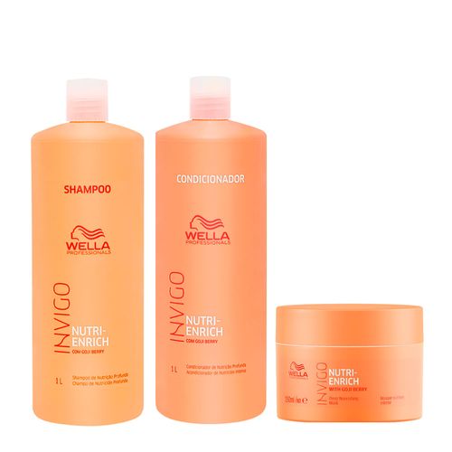 Kit Wella Professionals Invigo Nutri Enrich - Shampoo 1000ml + Condicionador 1000ml + Máscara 150ml Kit