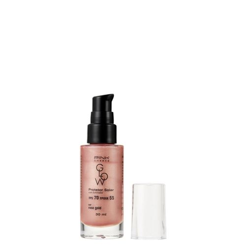 Protetor Solar Facial com Iluminador Pink Cheeks Glow FPS 70 FPUVA 55 Rose Gold 30ml Rose Gold