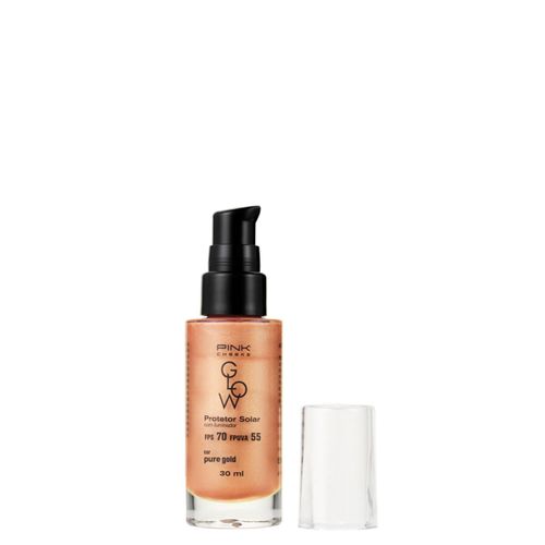Protetor Solar Facial com Iluminador Pink Cheeks Glow FPS 70 FPUVA 55 Pure Gold 30ml Pure Gold