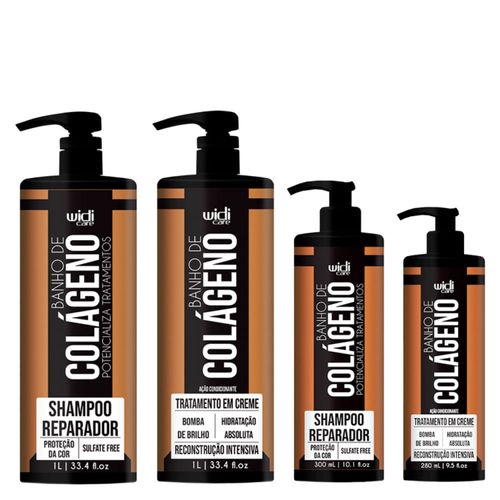 Kit Widi Care Banho de Colágeno Shampoo e Banho de Colágeno 1000ml + Shampoo 300ml + Tratamento com Colágeno 1000ml + Tratamento com Colágeno 280ml Kit
